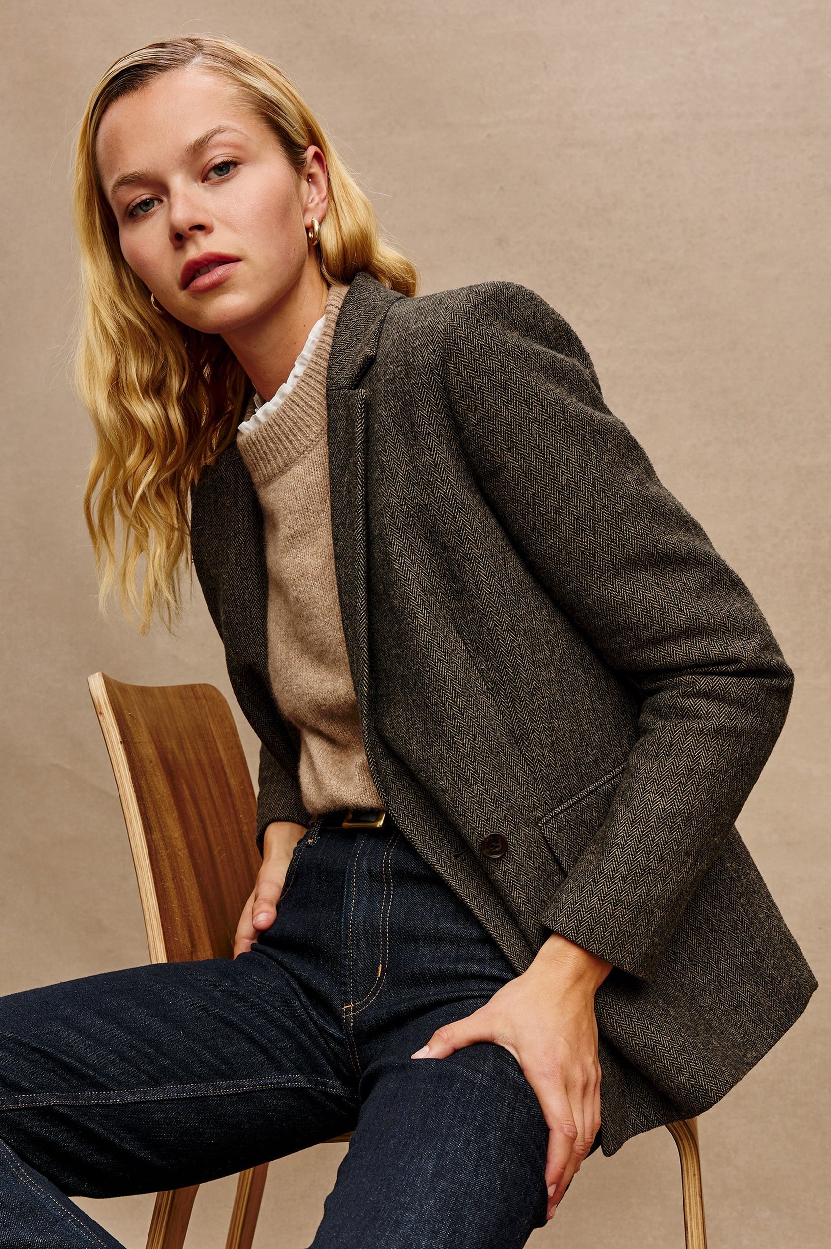 Rails - Jac Blazer / Camel and Black Herringbone