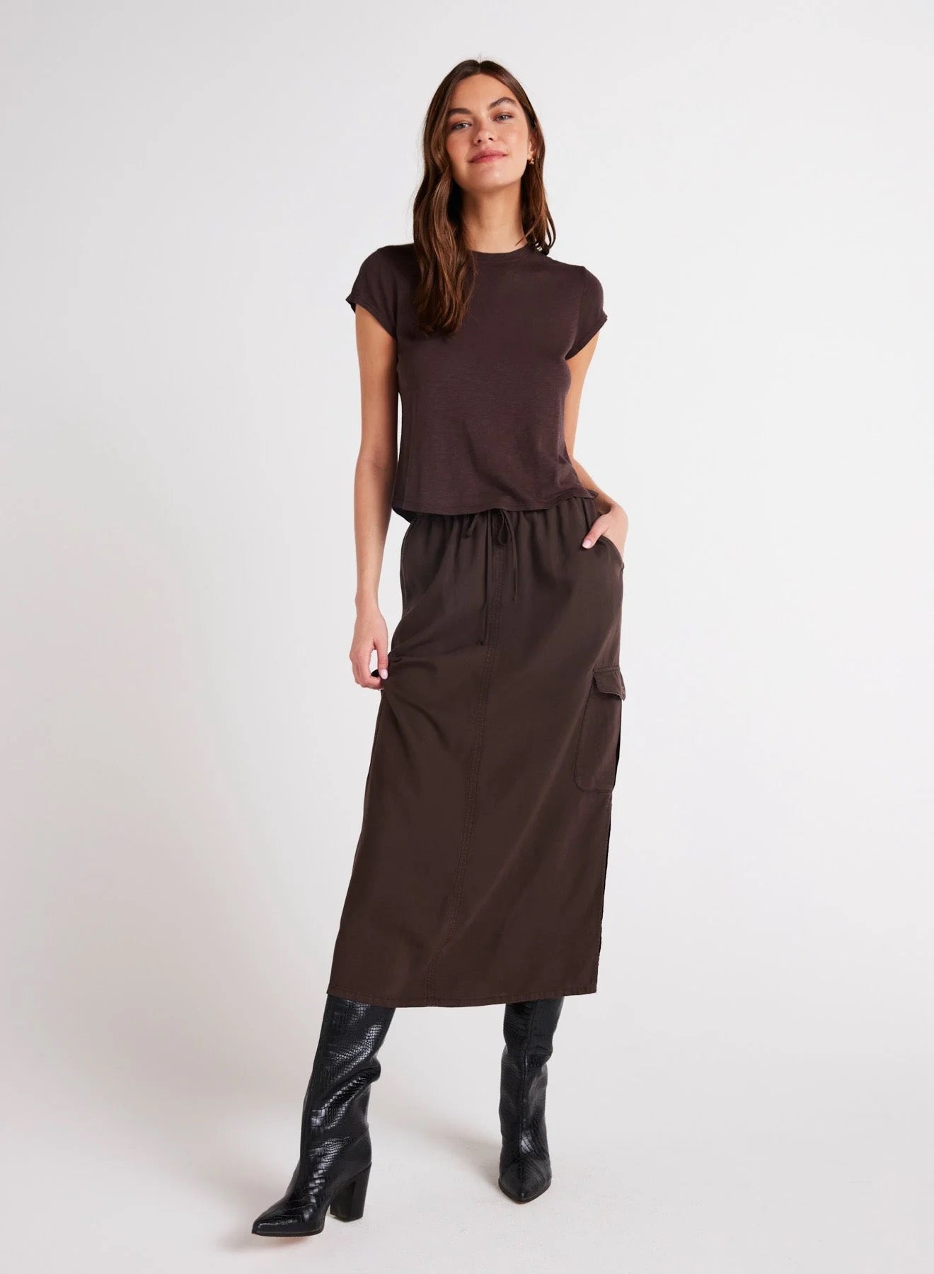 Bella Dahl - Cargo Midi Skirt / Chestnut Brown