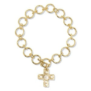 Susan Shaw -Sage Cross Pearl Necklace