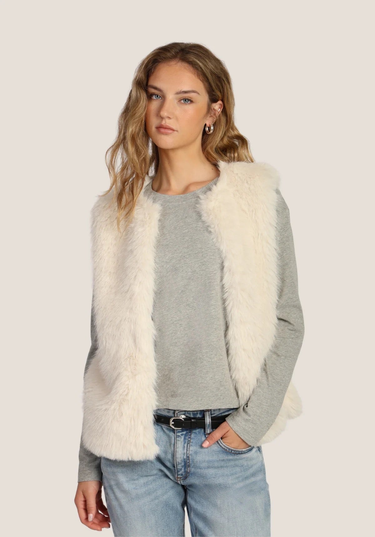Dylan - Ava Vest Faux Fur Vest / Soft White