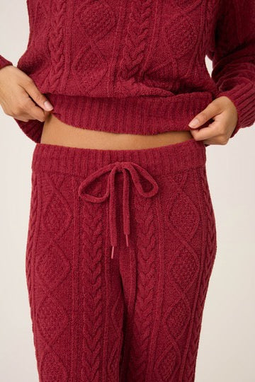 PJ Salvage - Cozy Chenille Cable Knit Pant / Port