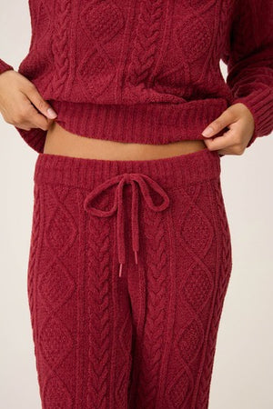PJ Salvage - Cozy Chenille Cable Knit Pant / Port