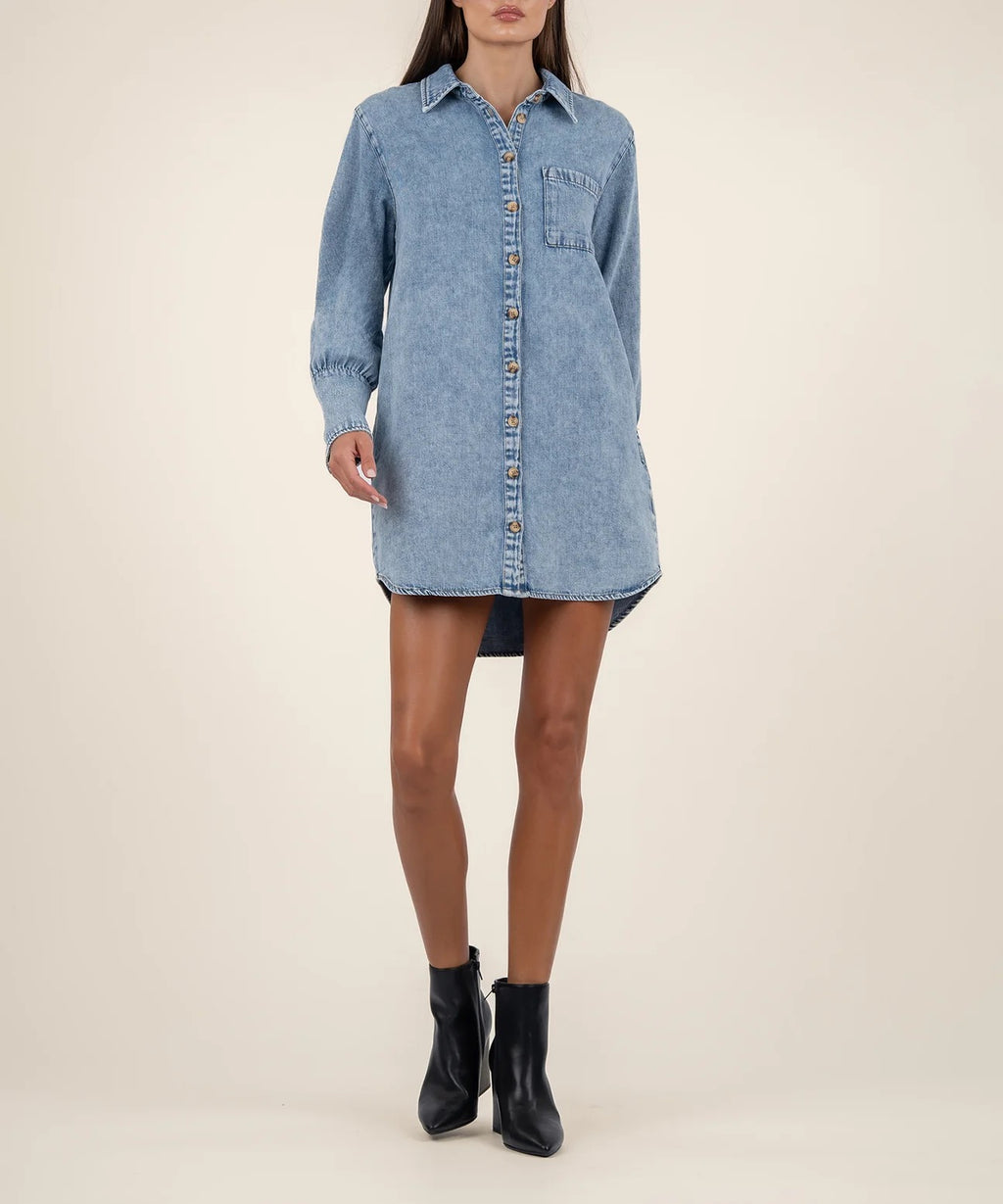 Kut - Rooney Button Front Long Sleeve Shirt Dress