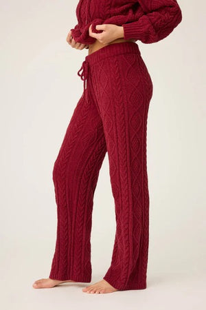 PJ Salvage - Cozy Chenille Cable Knit Pant / Port