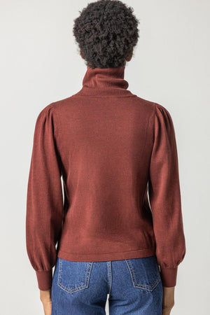 Lilla P - Puff Sleeve Turtleneck Sweater / Mahogany