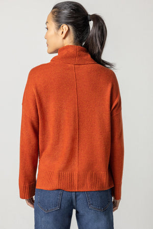 Lilla P - Side Slit Turtleneck Sweater / Graphite / Spice
