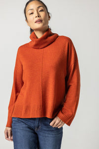 Lilla P - Side Slit Turtleneck Sweater / Graphite / Spice