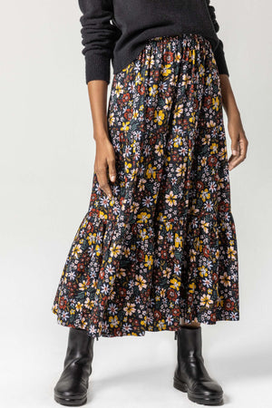 Lilla P - Floral Tiered Skirt / Black Floral