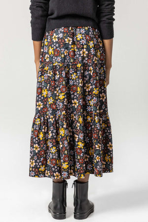 Lilla P - Floral Tiered Skirt / Black Floral  / FINAL SALE