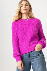 Lilla P - Novelty Stitch Pullover Sweater / Violet