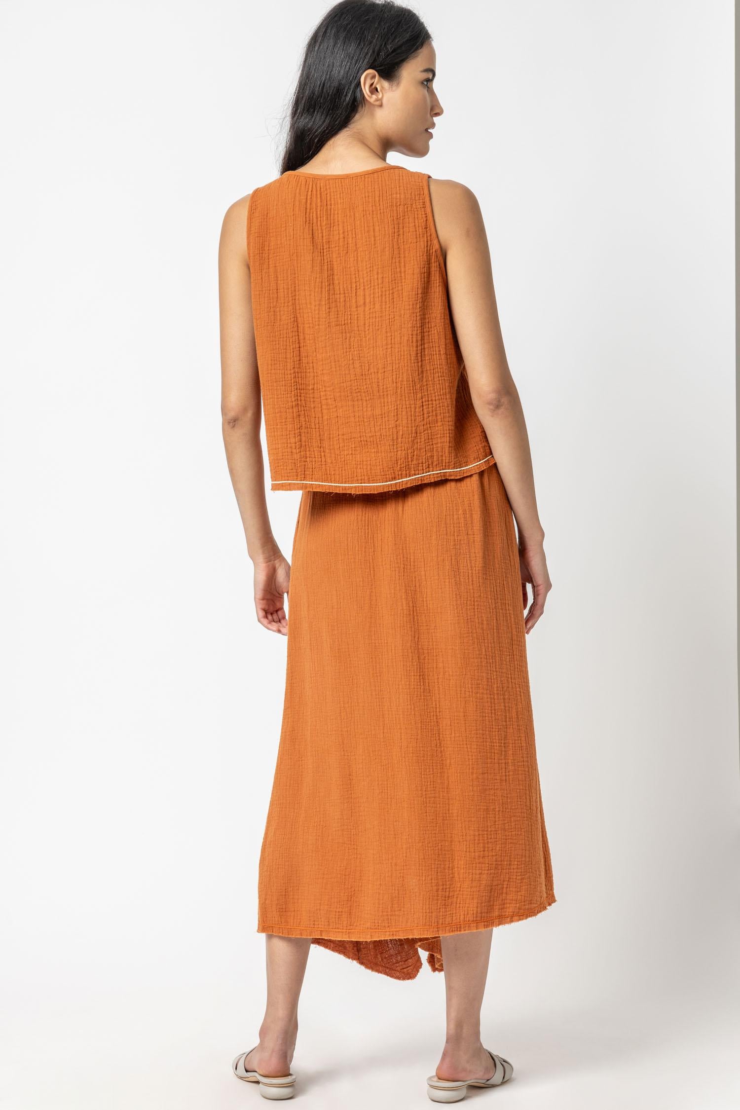 Lilla P - Button Front Gauze Sleeveless Top / Sienna / FINAL SALE