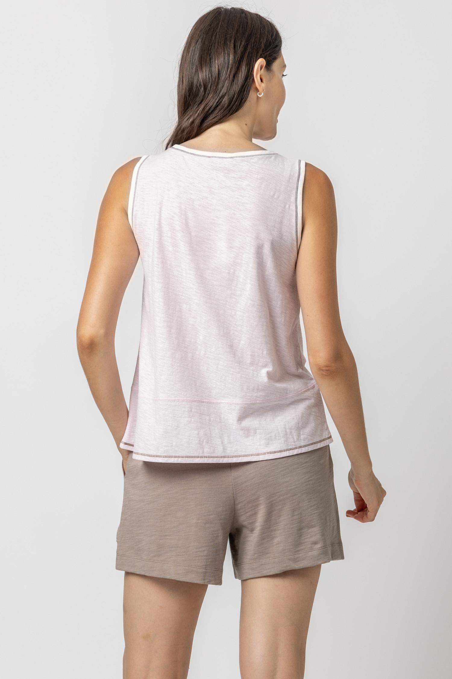 Lilla P - Contrast Color Crewneck Tank / Petal / FINAL SALE