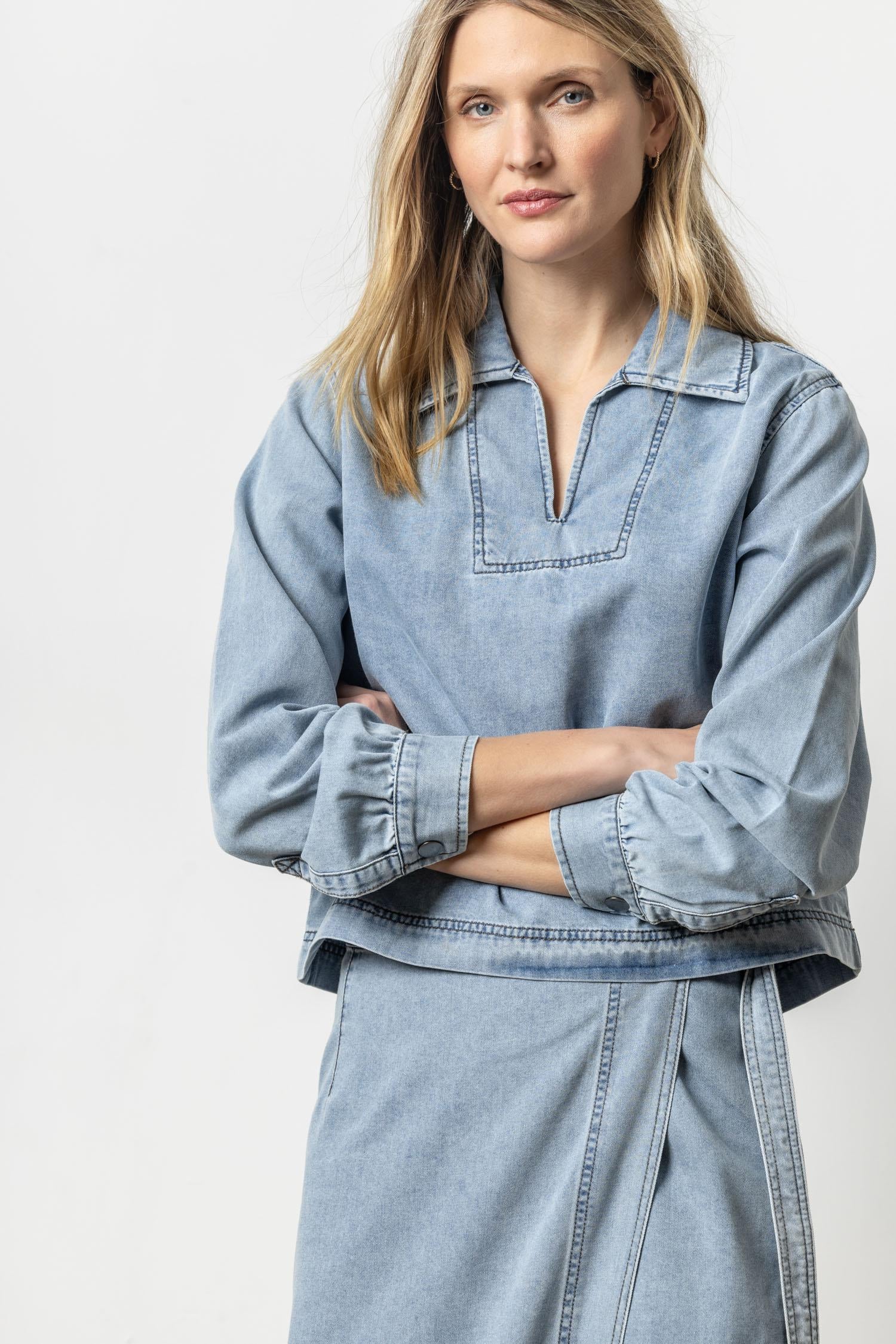 Lilla P - Denim Collared Shirt / Light Wash