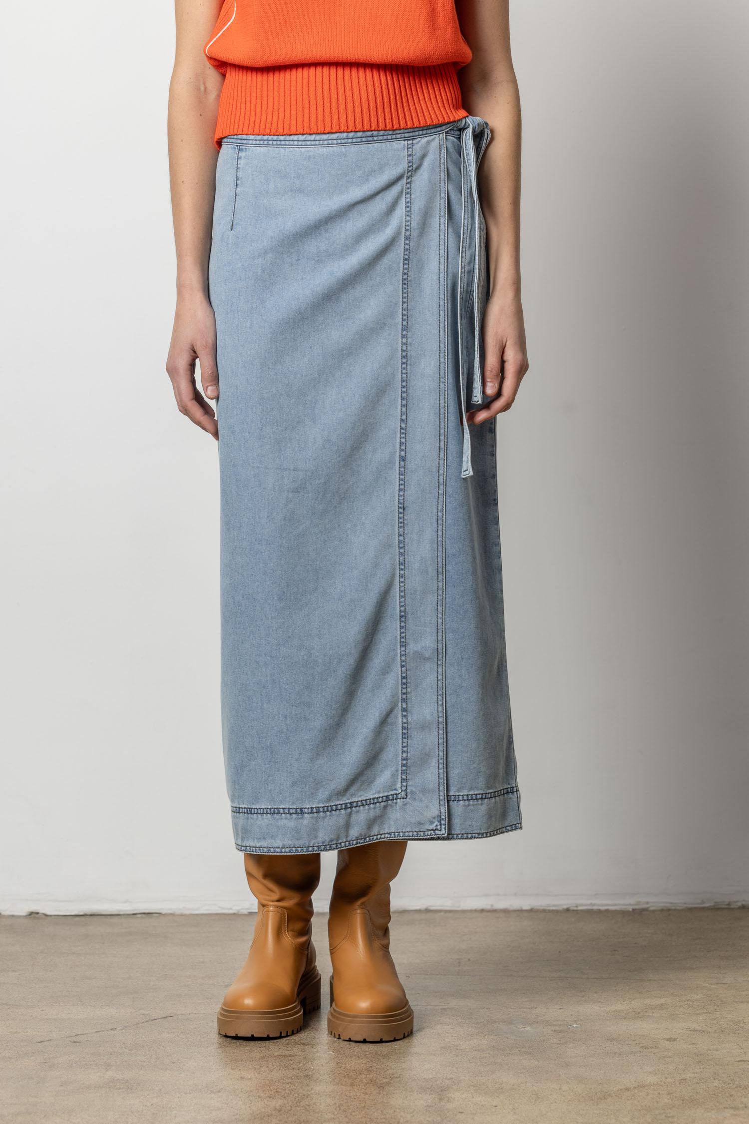 Lilla P - Denim Wrap Skirt / Light Wash