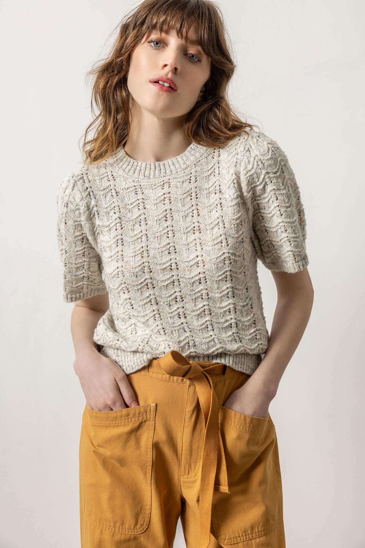 Lilla P - Short Sleeve Crewneck Sweater/Mist Marl