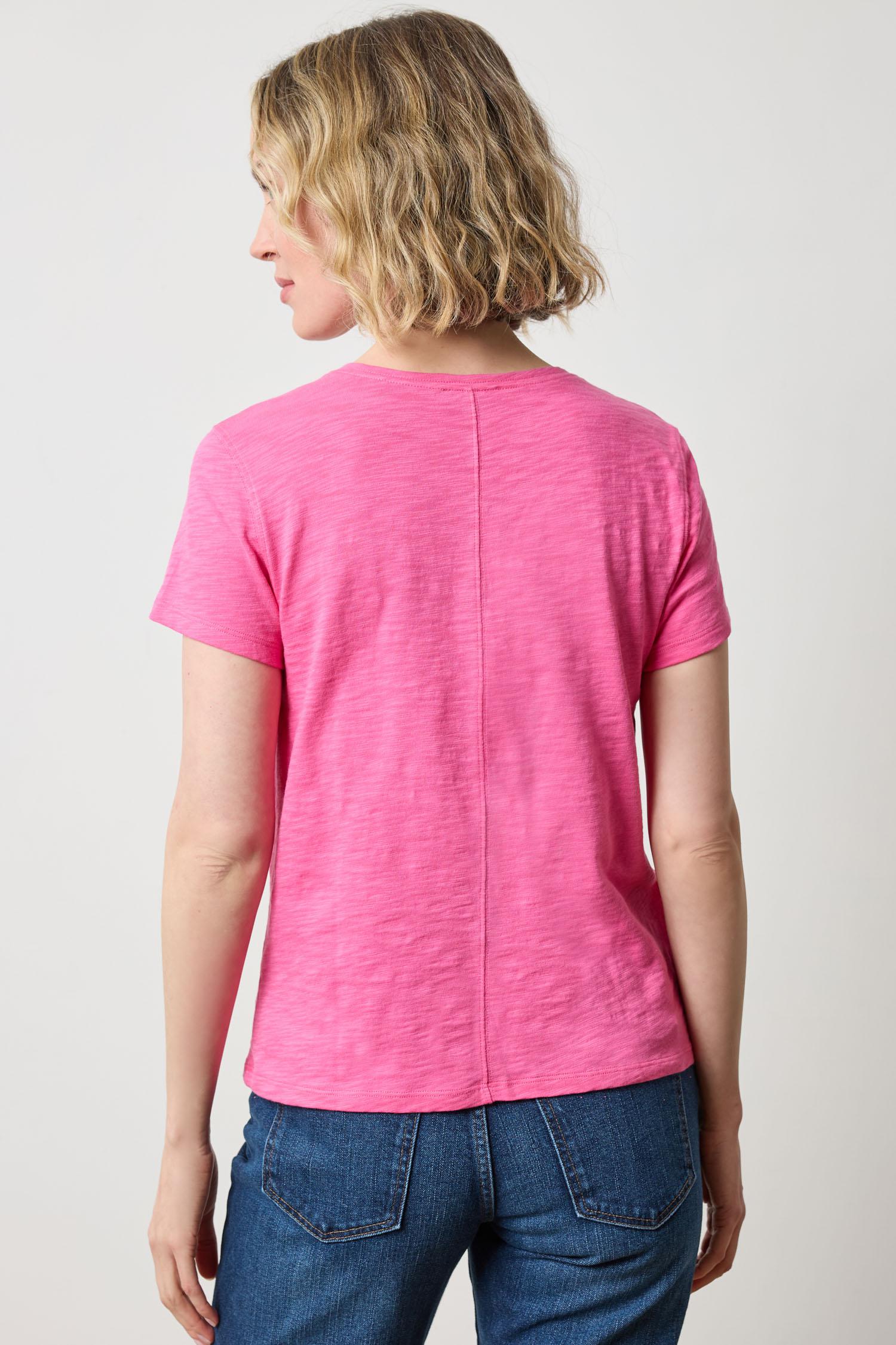 Lilla P - Short Sleeve Back Seam V-Neck / Rosebud