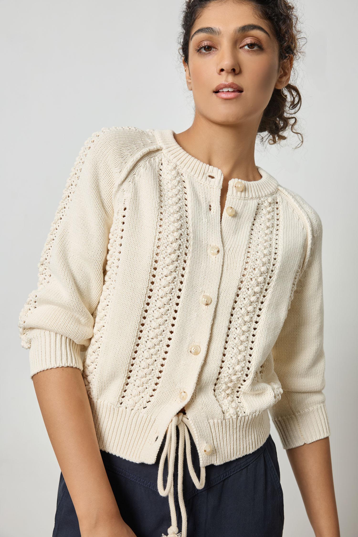 Lilla P - 3/4 Sleeve Raglan Cardigan / Sand