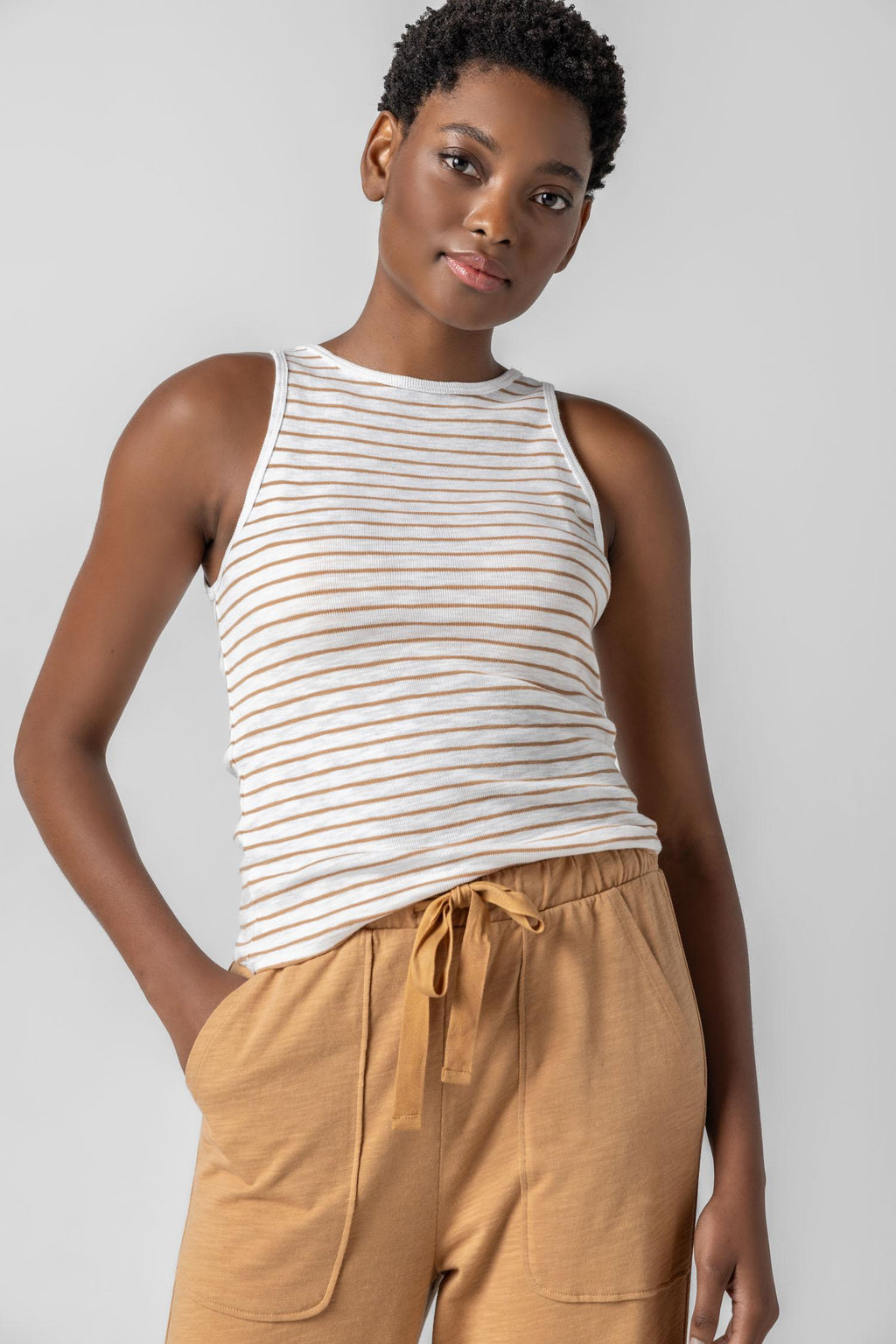 Lilla P - Striped High Neck Tank / Teak Stripe