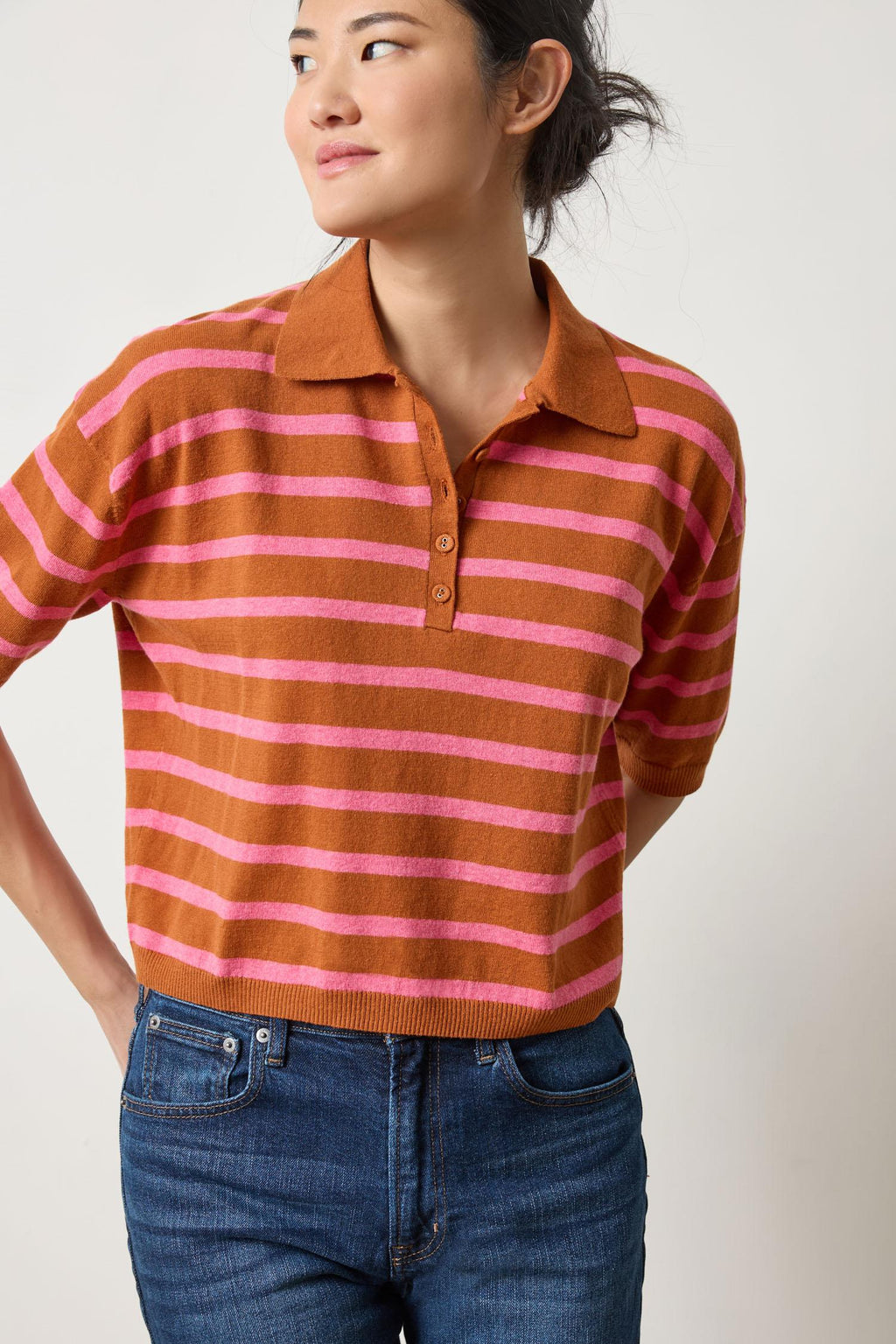 Lilla P - Drop Shoulder Polo Neck Sweater