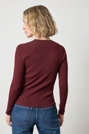 Lilla P - Fitted Crewneck Sweater / Dark Cherry