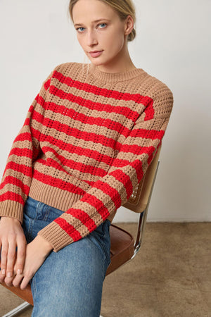 Lilla P - Stripe Stitch Sweater / Acorn and Scarlet