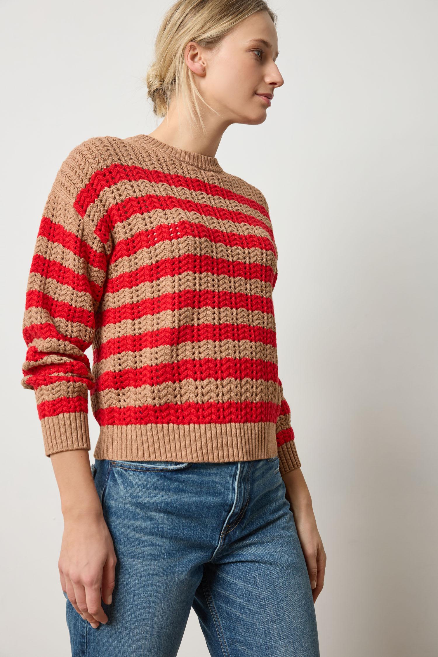 Lilla P - Stripe Stitch Sweater / Acorn and Scarlet