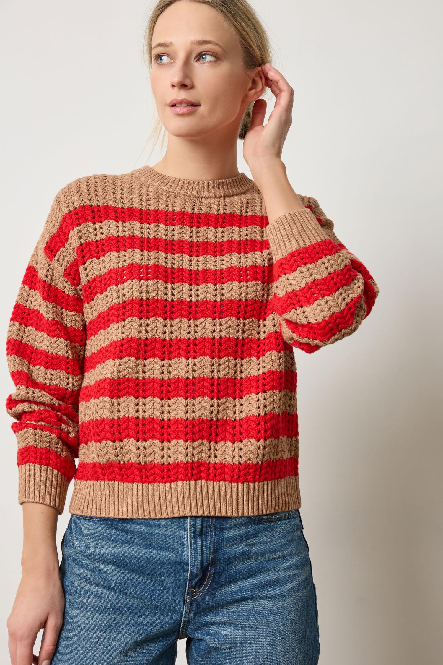 Lilla P - Stripe Stitch Sweater / Acorn and Scarlet