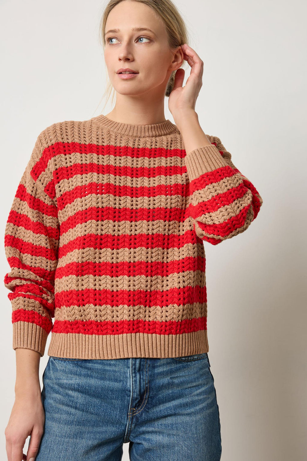 Lilla P - Stripe Stitch Sweater / Acorn and Scarlet