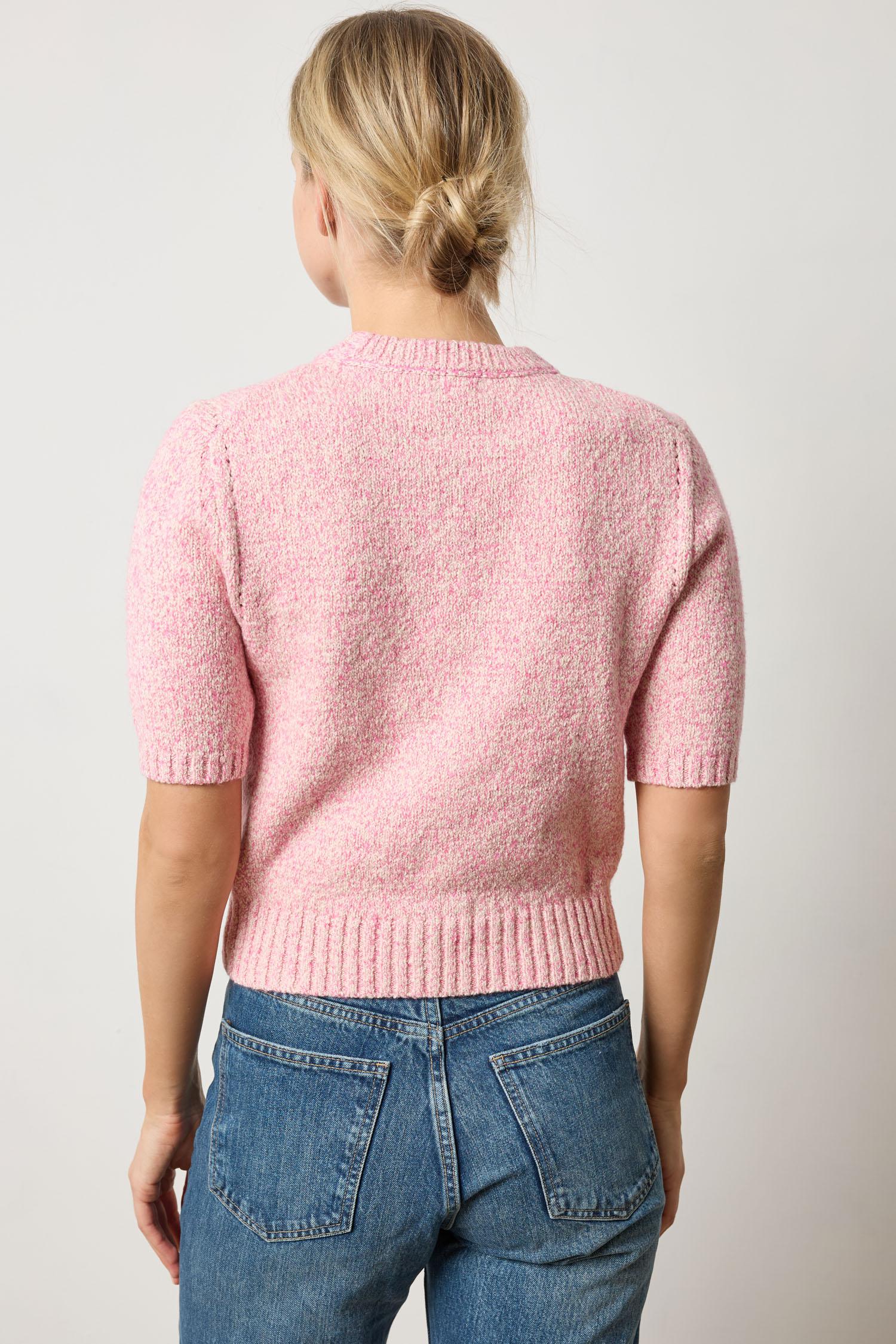 Lilla P - Short Sleeved Marled Yarn Sweater / Rosebud / FINAL SALE