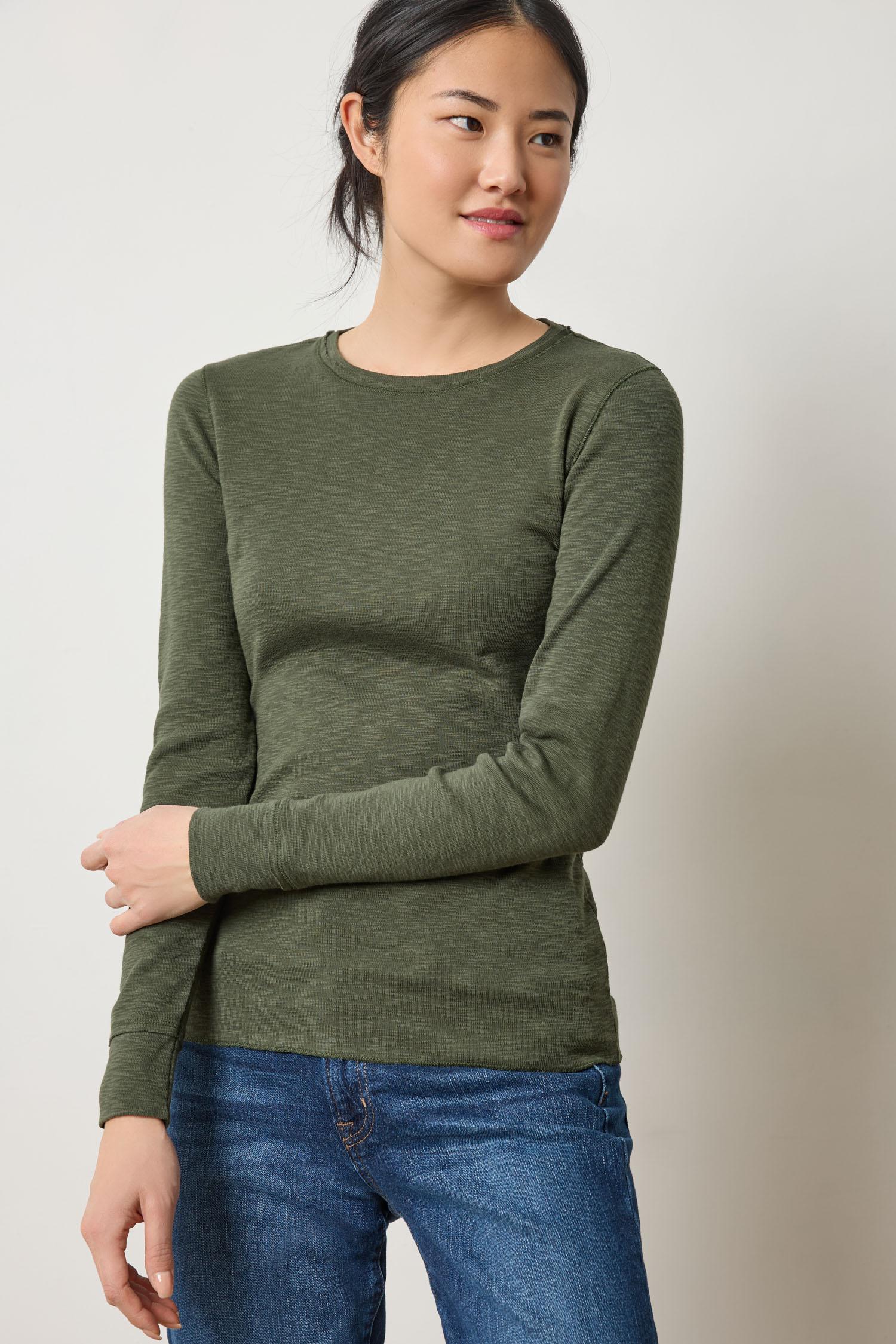 Lilla P - Rib Slub Long Sleeve Crew / Lichen