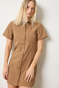 Lilla P -  Twill Paneled Shirt Dress / Pecan