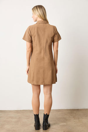 Lilla P -  Twill Paneled Shirt Dress / Pecan