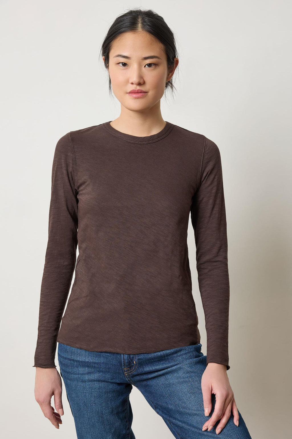 Lilla P - Long Sleeve Bias Crewneck / Espresso