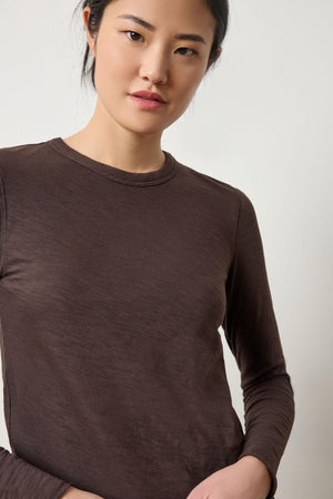 Lilla P - Long Sleeve Bias Crewneck / Espresso