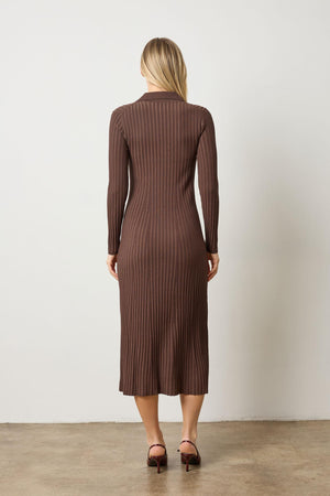Lilla P - Long Sleeve Rib Henley Dress / Mink