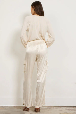 LA Made - Wide Silky Cargo Long Pant / Dove