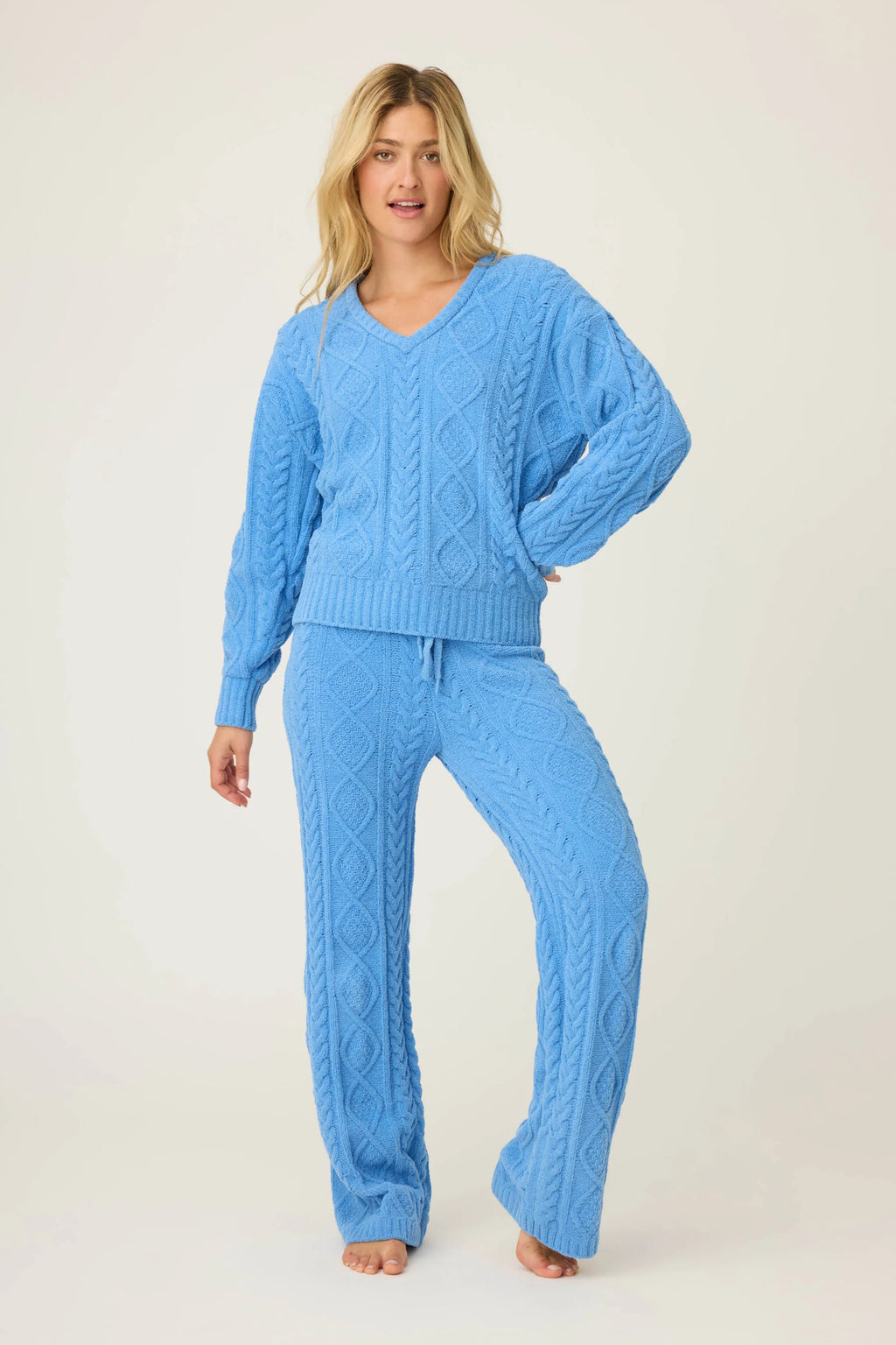 PJ Salvage - Chenille Cable Knit Long Sleeve Top / Sea