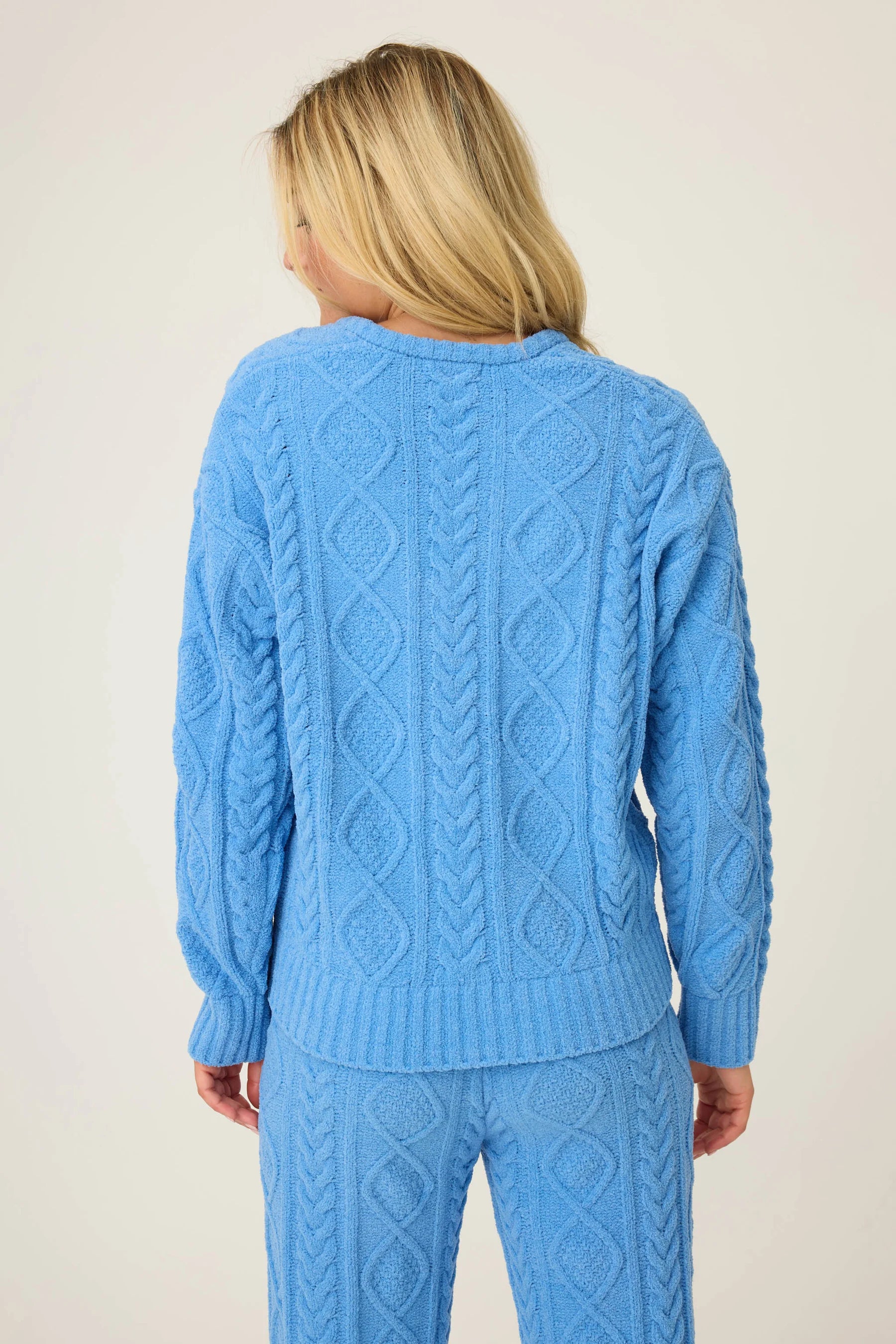 PJ Salvage - Chenille Cable Knit Long Sleeve Top / Sea
