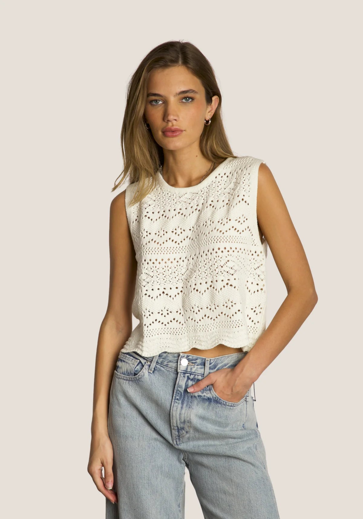 Dylan - Scallop Hem Crochet Sweater
