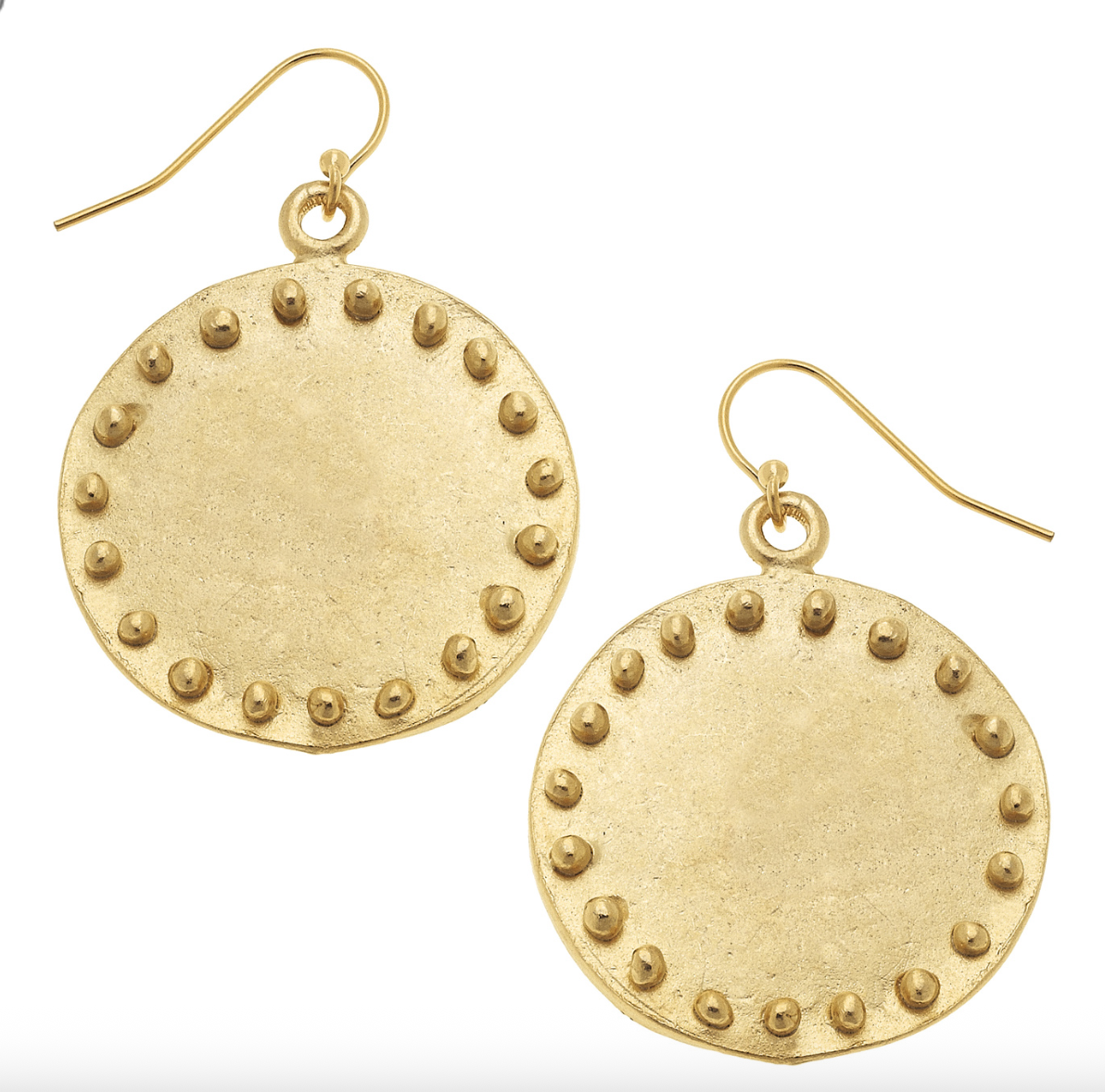 Susan Shaw - Large Handcast Circle with Dots Earrings / Gold
