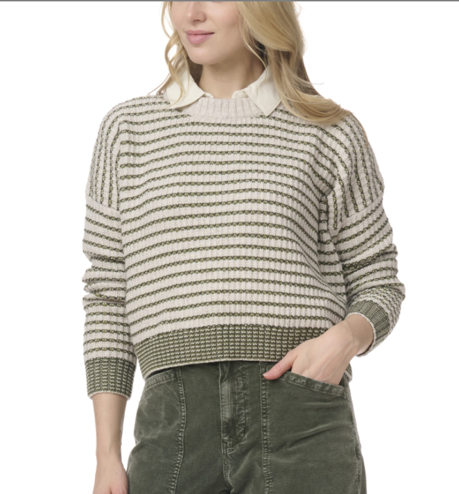 Splendid - Lucy Stripe Sweater / Green Spruce & Pale Oak
