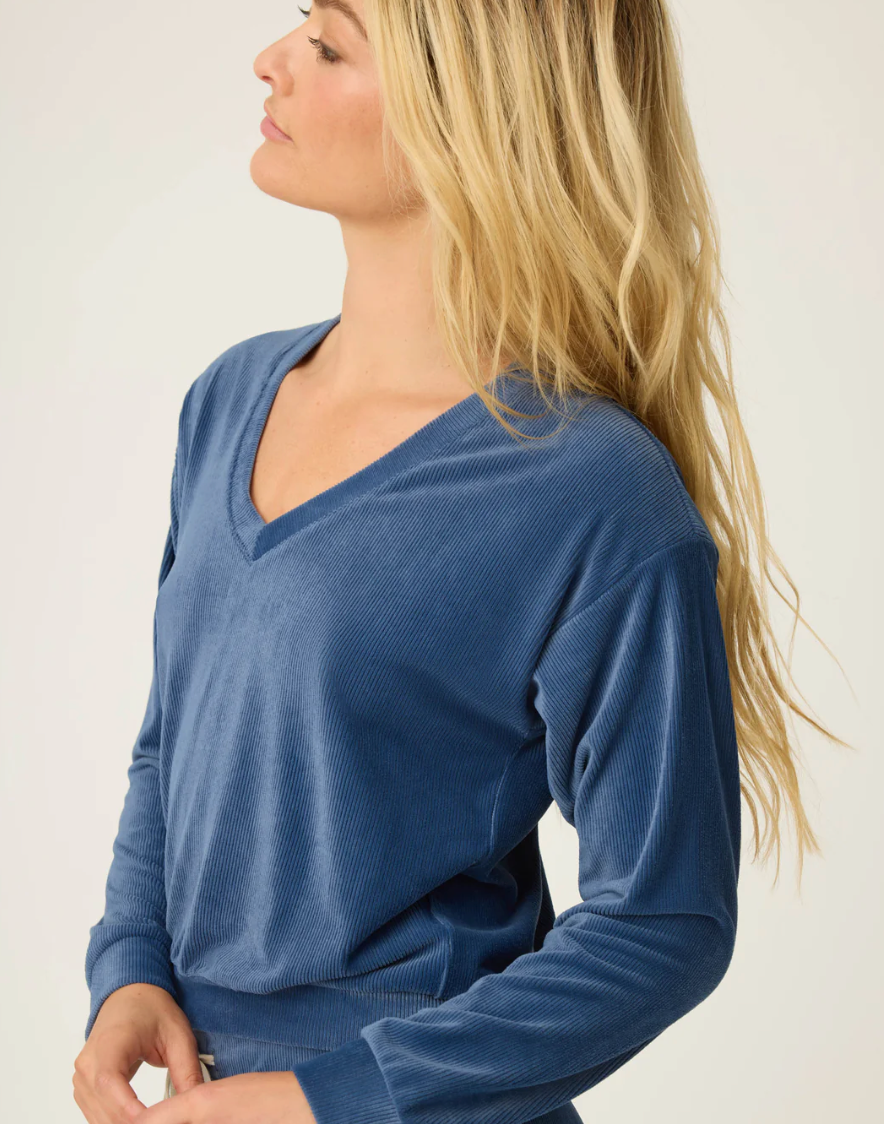 PJ Salvage - Craving Corduroy Long Sleeve V-Neck Velour Top