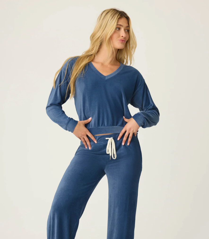 PJ Salvage - Craving Corduroy Long Sleeve V-Neck Velour Top