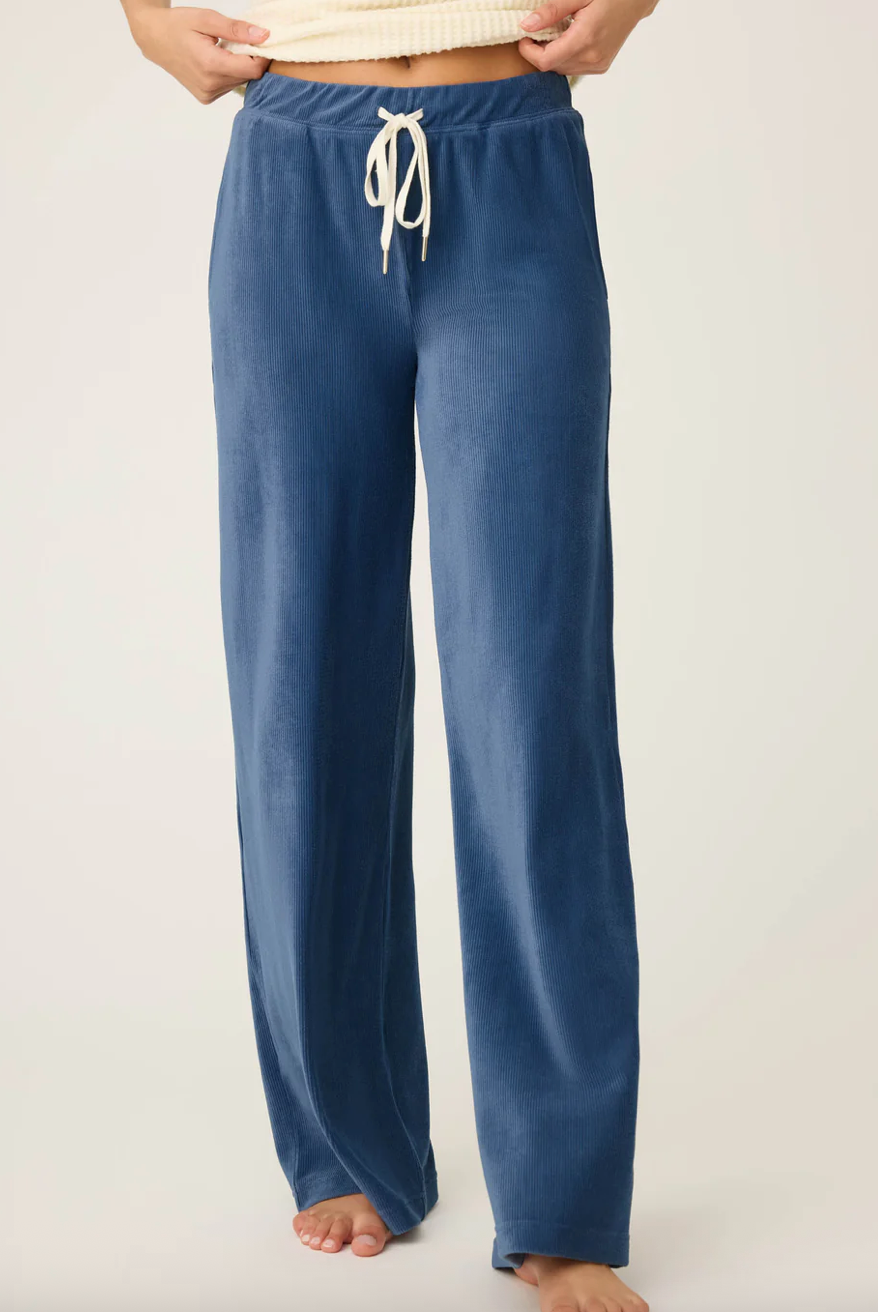 PJ Salvage - Craving Corduroy Harbor Open Leg Pants / Harbor