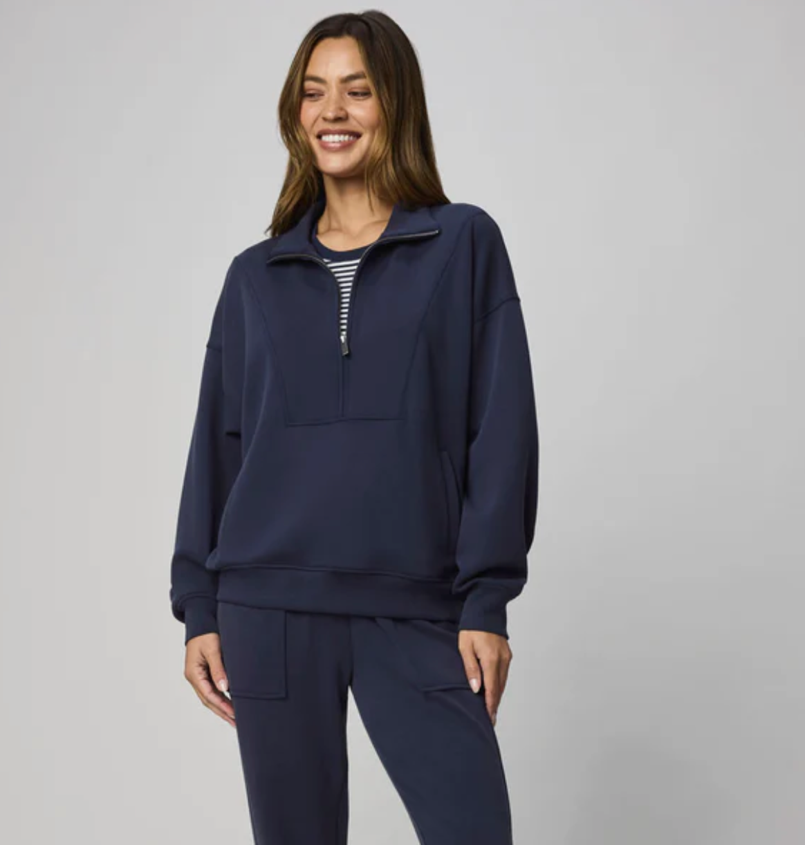 Splendid - Scubasoft Quarter-Zip Sweatshirt / Navy