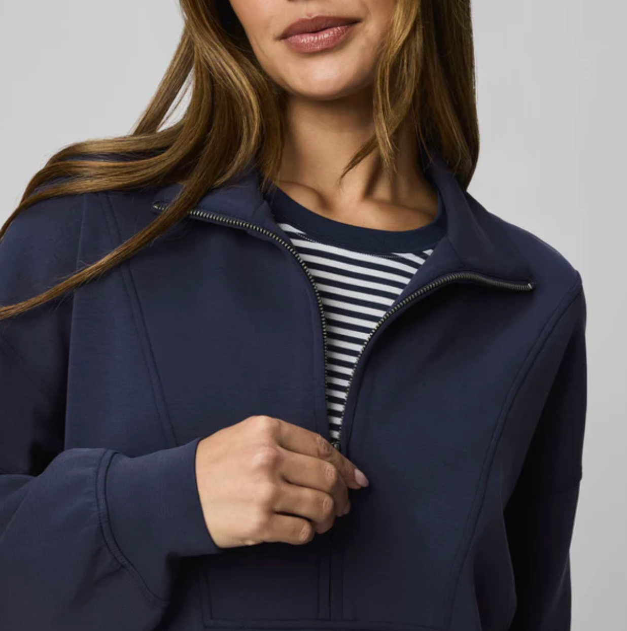 Splendid - Scubasoft Quarter-Zip Sweatshirt / Navy
