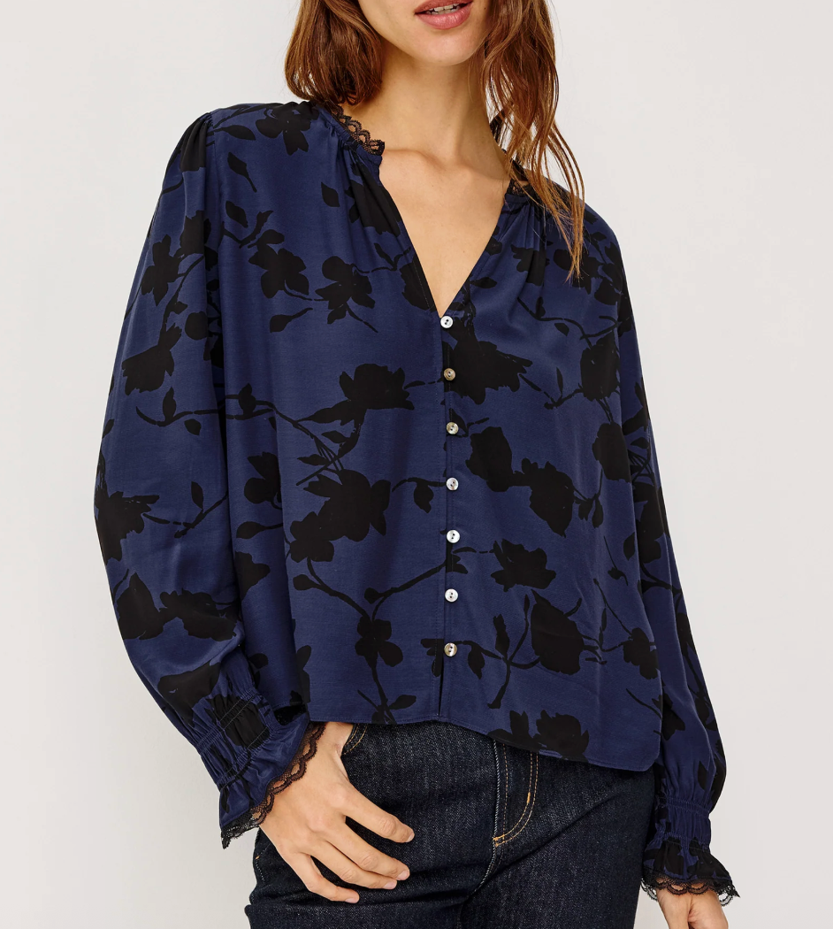Rails - Magda Blouse / Navy Tossed Roses