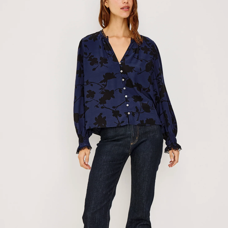 Rails - Magda Blouse / Navy Tossed Roses