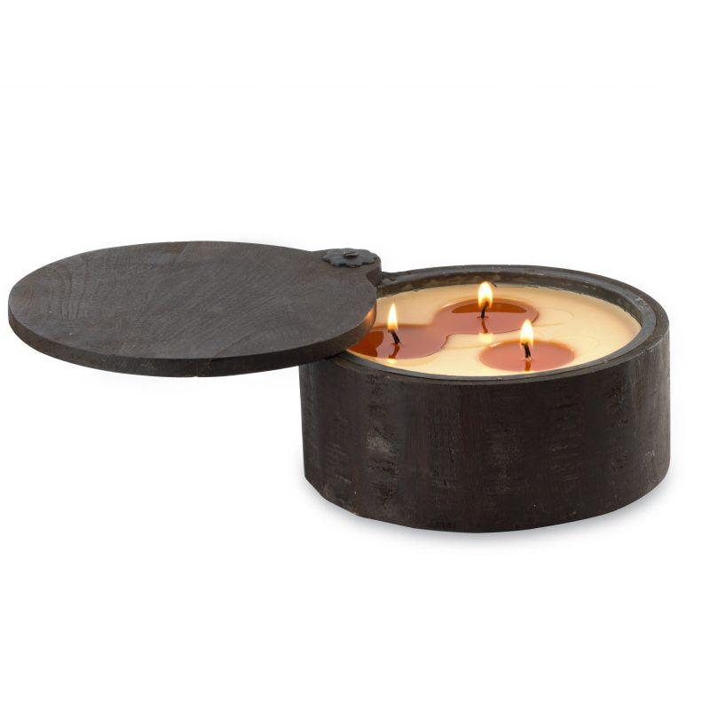 Himalayan Handmade Candles - Hinged Wooden Spice Pot / Medium / Bourbon Vanilla