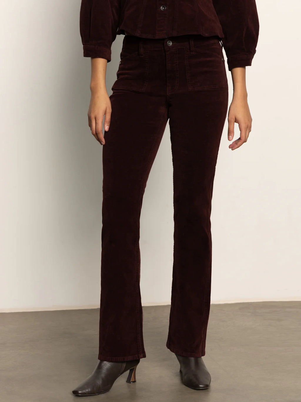 Sanctuary - Velveteen Brook Bootcut Pant / Dark Crimson
